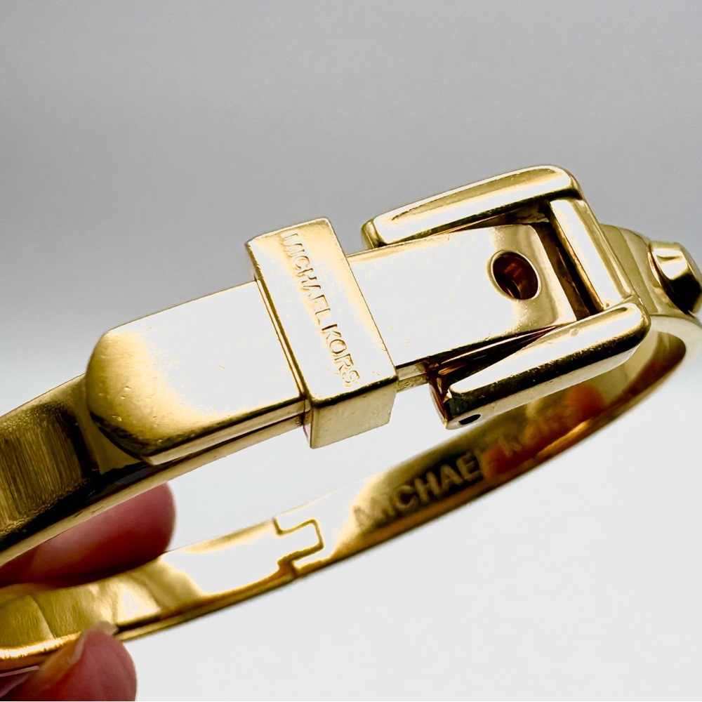 Michael Kors Yellow Gold Astor Stud Buckle Bangle Bracelet - Picture 2 of 7